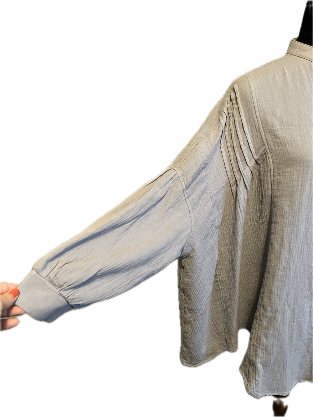 Peach Love California Light Blue Oversized Half Button Pullover Tunic size S - Picture 3 of 13
